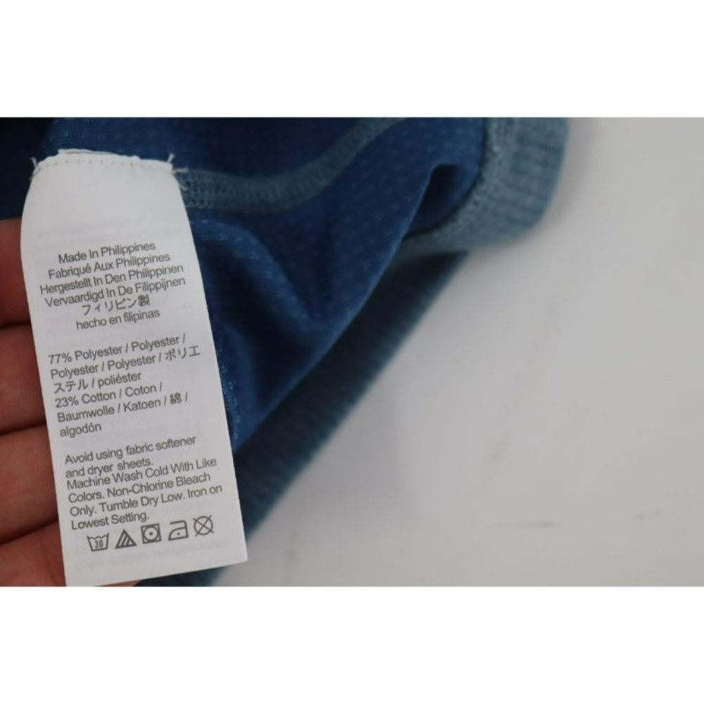 J. CREW pullover Mens L Performance 1/4 Zip Waffle Knit Lightweight Blue stretch - Picture 10 of 11